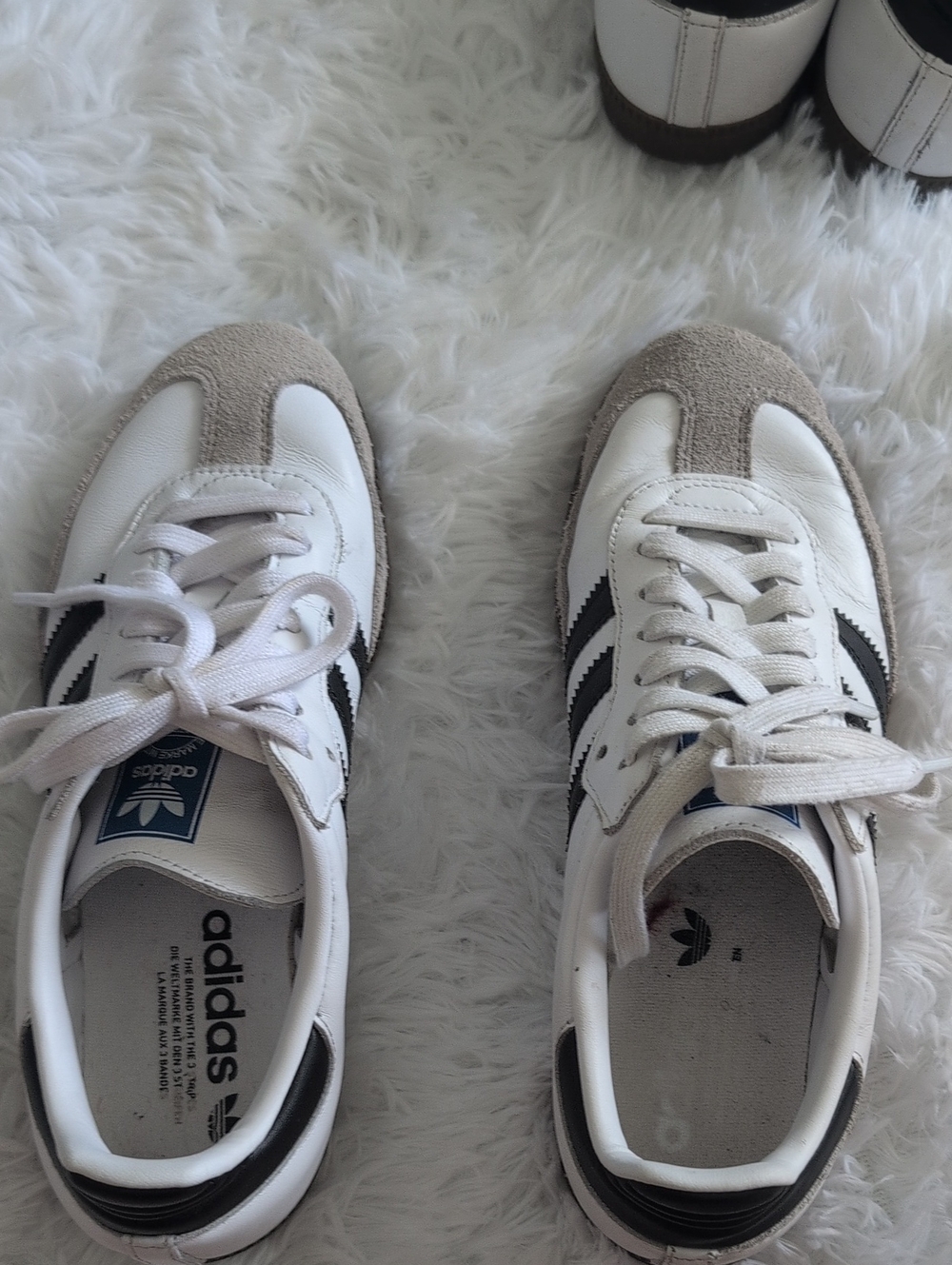 adidas White and Black Retro Suede-Trim Sneakers
